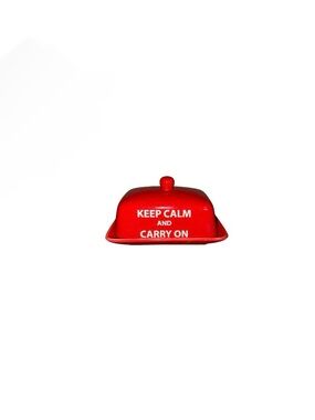 The Old Pottery Company “Keep Calm Carry On” Red Ceramic Butter Dish